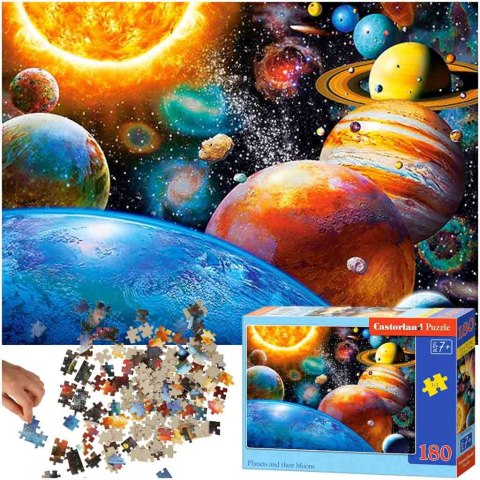 CASTORLAND Puzzle układanka 180 elementów Planets and their Moons - Planety i ich księżyce 7+