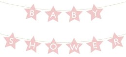 Baner napis na baby shower gwiazdki jasnoróżowe 290cm x 16,5cm