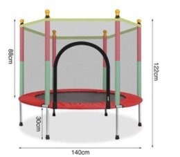 Trampolina ogrodowa dla dzieci siatka 140cm 55inch czerwona