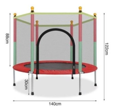 Trampolina ogrodowa dla dzieci siatka 140cm 55inch czerwona