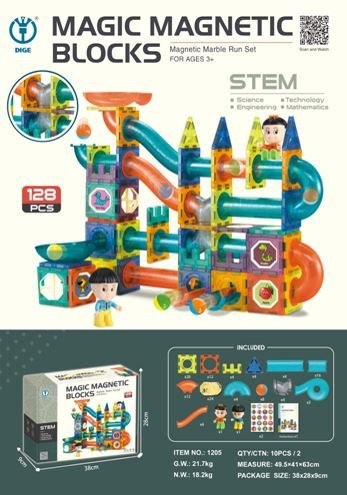 Klocki Magnetyczne Zestaw 128 elementów