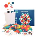 Puzzle drewniane układanka montessori kolorowa mozaika kształty 180 elementów