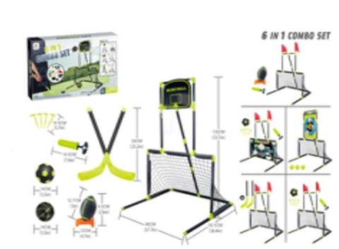 Zestaw sportowy 6w1 bramka kosz hokej piłka tarcza